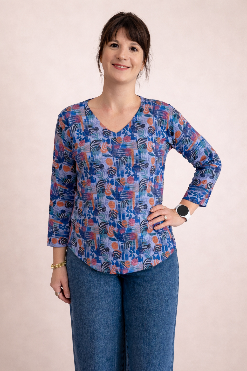 3/4 Sleeve Vneck Sweater