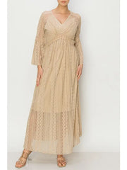 Lace Bell Sleeve Midi Dress