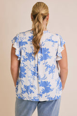V-Neck Flutter Sleeve Top