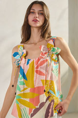 Tropical Printed Sleeveless Top