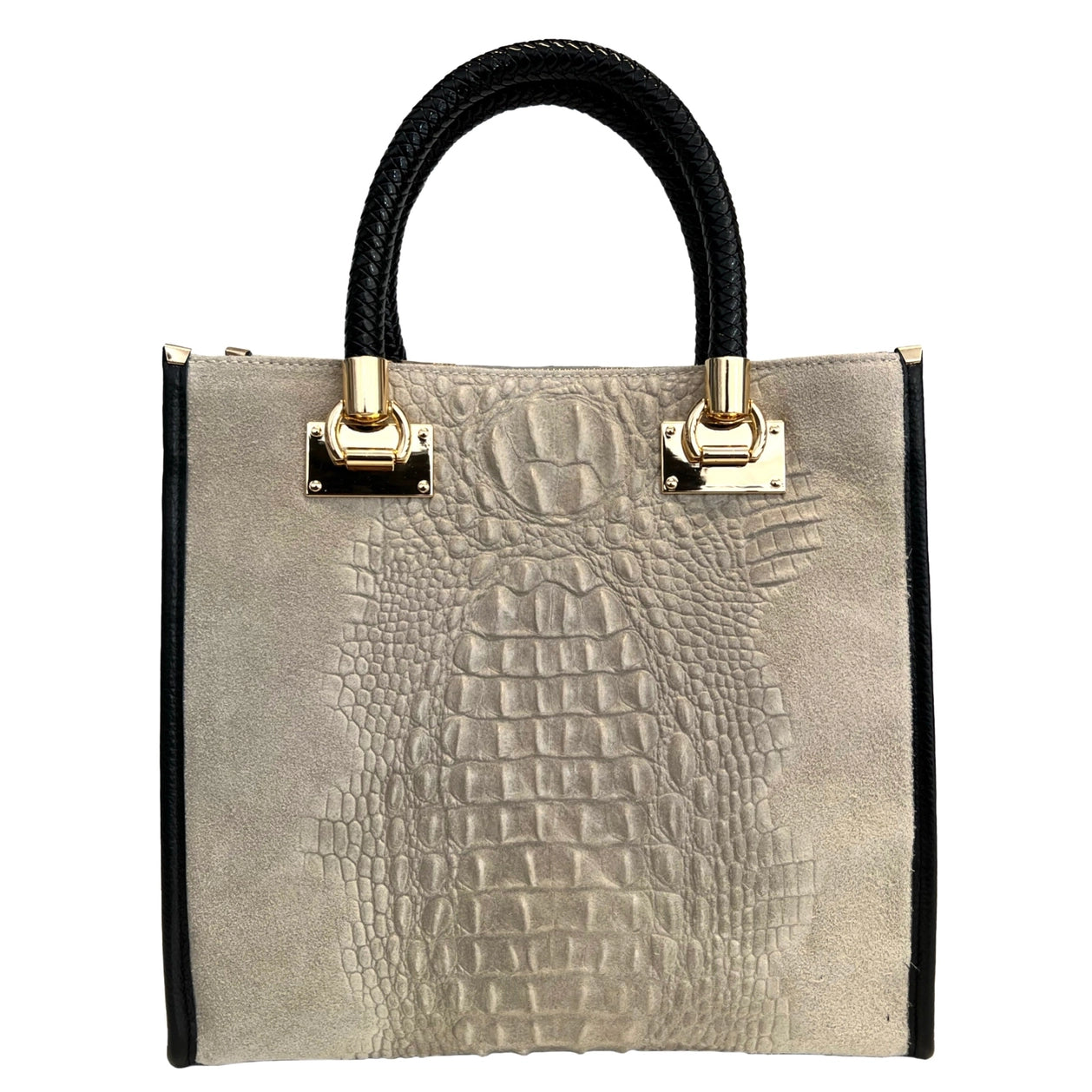 Suede and Leather Tote Bag
