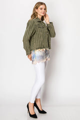 Denim Jacket with Sparkle Stripe Designs