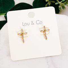 Gold Cross Earring