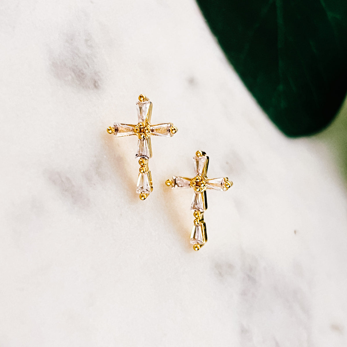 Gold Cross Earring