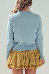 Sweet Floral Ribbon Trim Cardigan