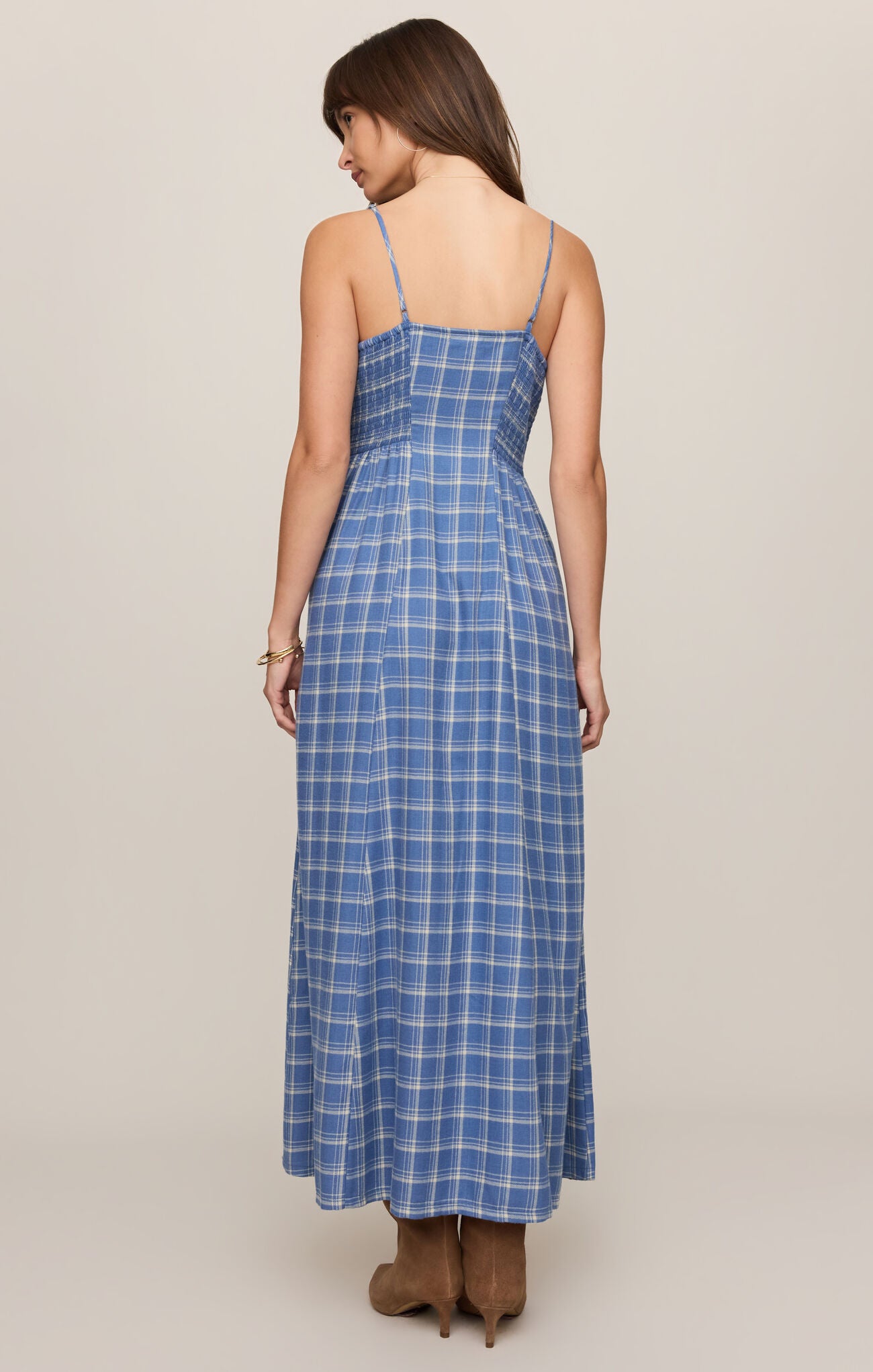 Angel Eyes Plaid Midi Dress
