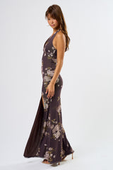 Floral Halter Neck Maxi Dress