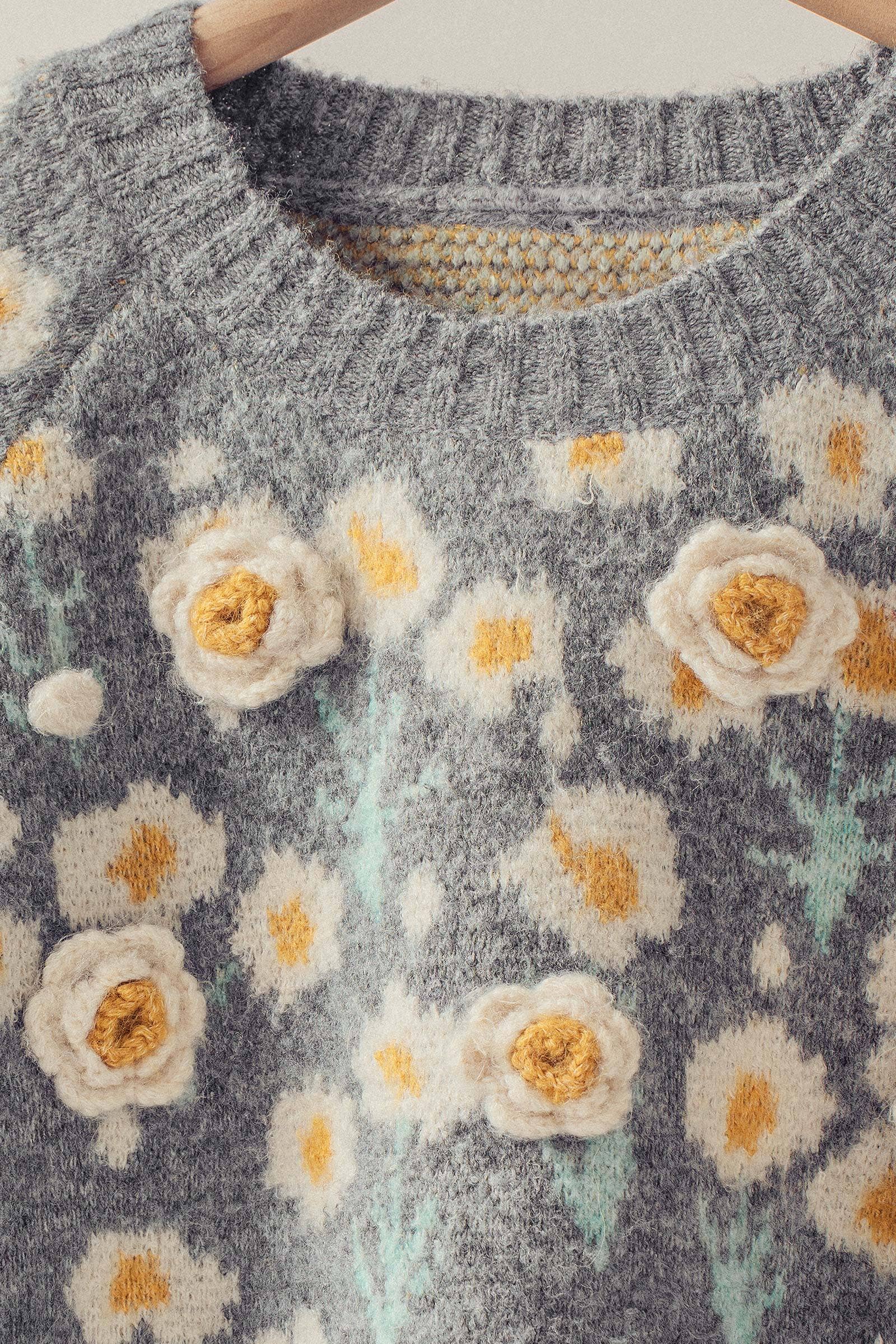 Daisy Floral Knit Sweater