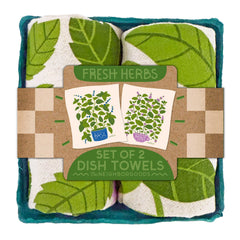 Fresh Herbs (Basil, Mint) Tea Towel Set