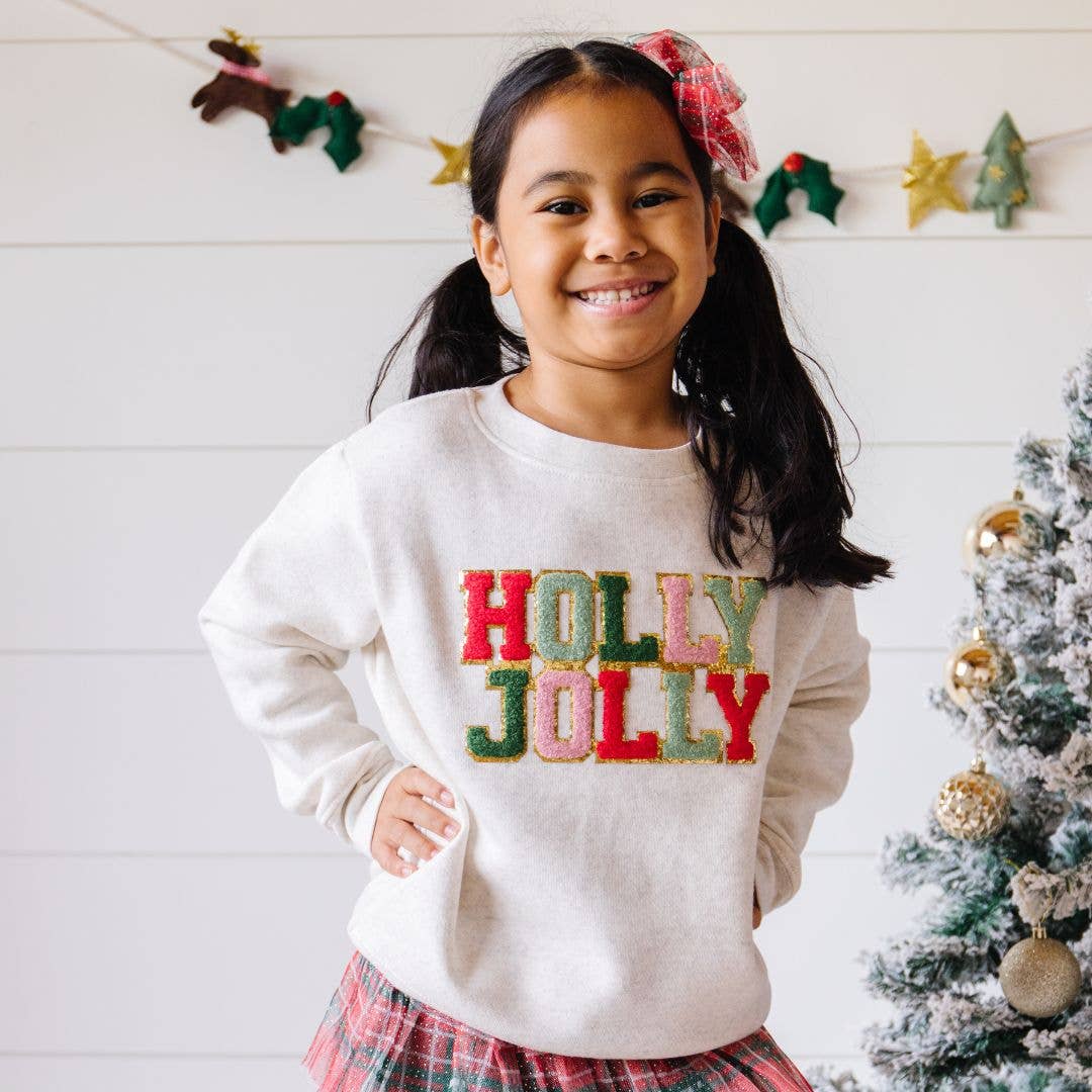 Holly Jolly Patch Christmas Sweatshirt Kids