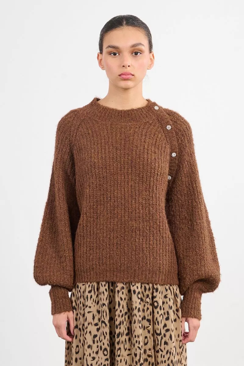 Oversized Knit Sweater w Buttons