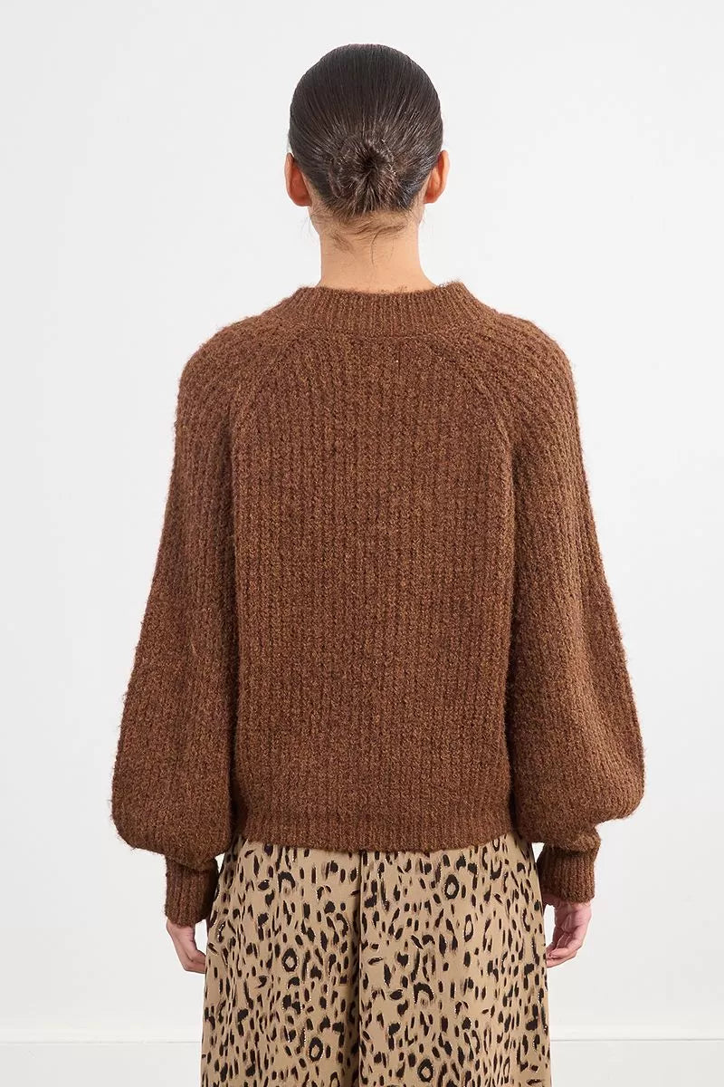 Oversized Knit Sweater w Buttons