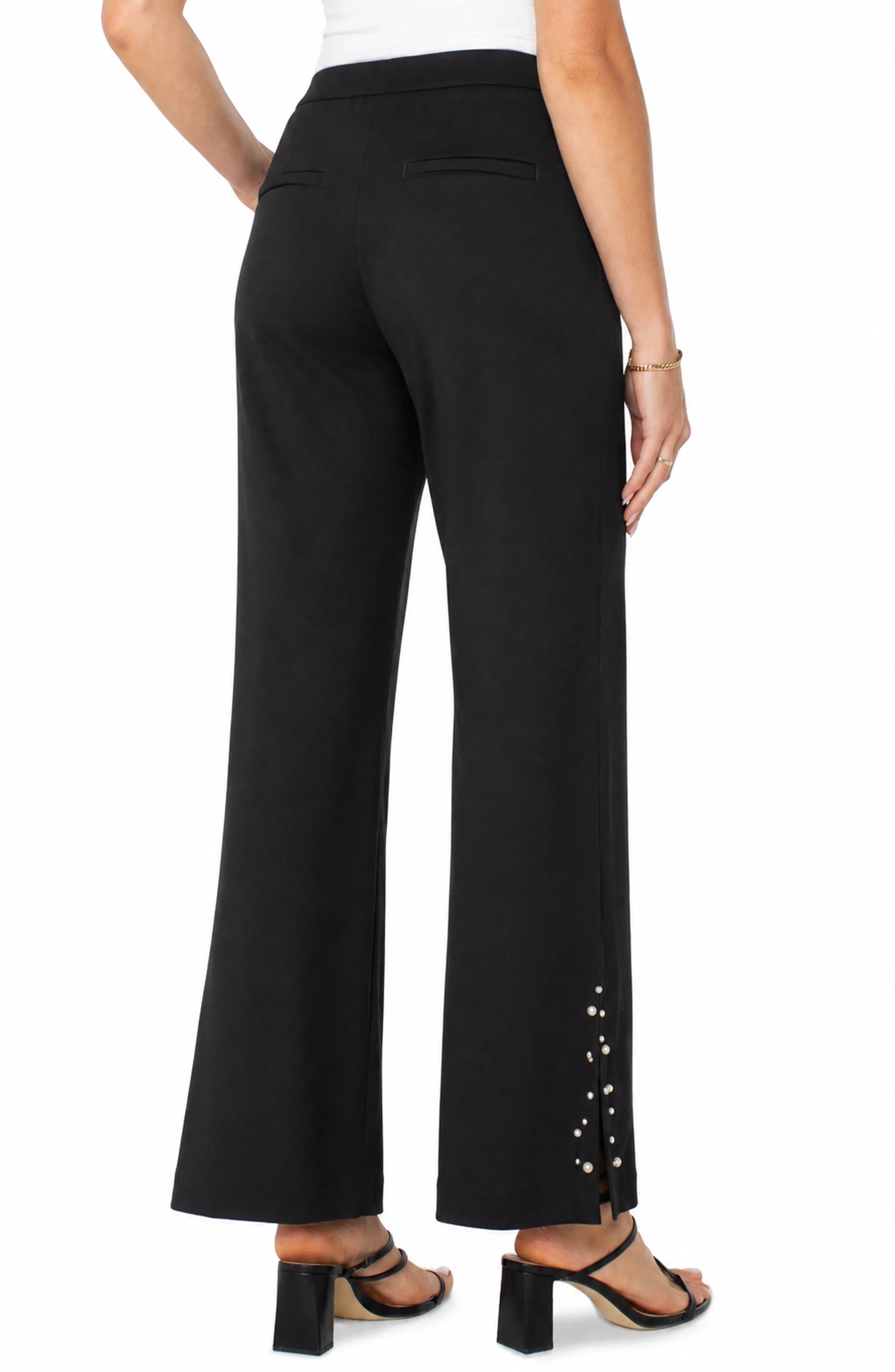 Kayla Wide Leg Pull-on Trouser W/ Pearls
