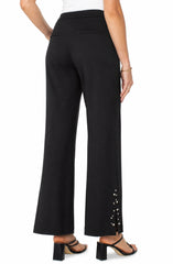 Kayla Wide Leg Pull-on Trouser W/ Pearls
