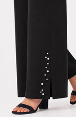 Kayla Wide Leg Pull-on Trouser W/ Pearls