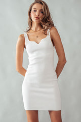 Notched V Neck Bodycon Rib Dress