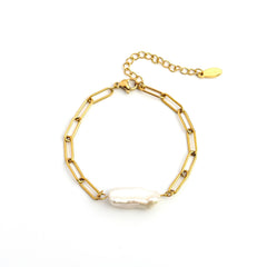 Pearl Nugget Papreclip Bracelet