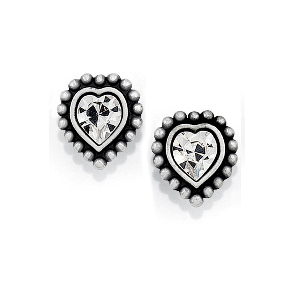 Shimmer Heart Mini Post Earrings Silver