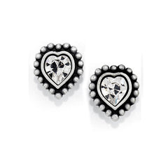 Shimmer Heart Mini Post Earrings Silver