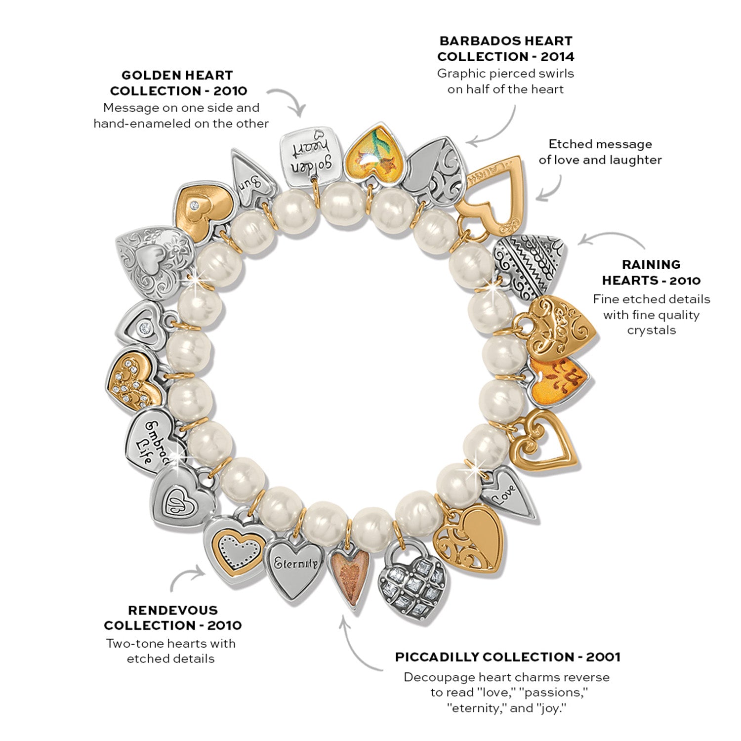 One Heart Pearl Stretch Bracelet