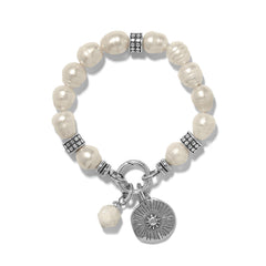 Token Pearl Charm Stretch Bracelet