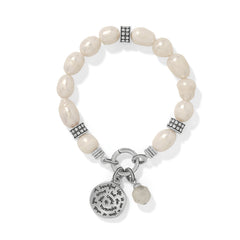Token Pearl Charm Stretch Bracelet