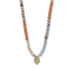 Mosaic Two Tone Heart Beaded Necklace