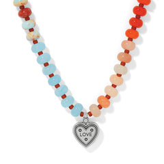 Mosaic Two Tone Heart Beaded Necklace