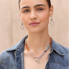 Mosaic Two Tone Heart Beaded Necklace