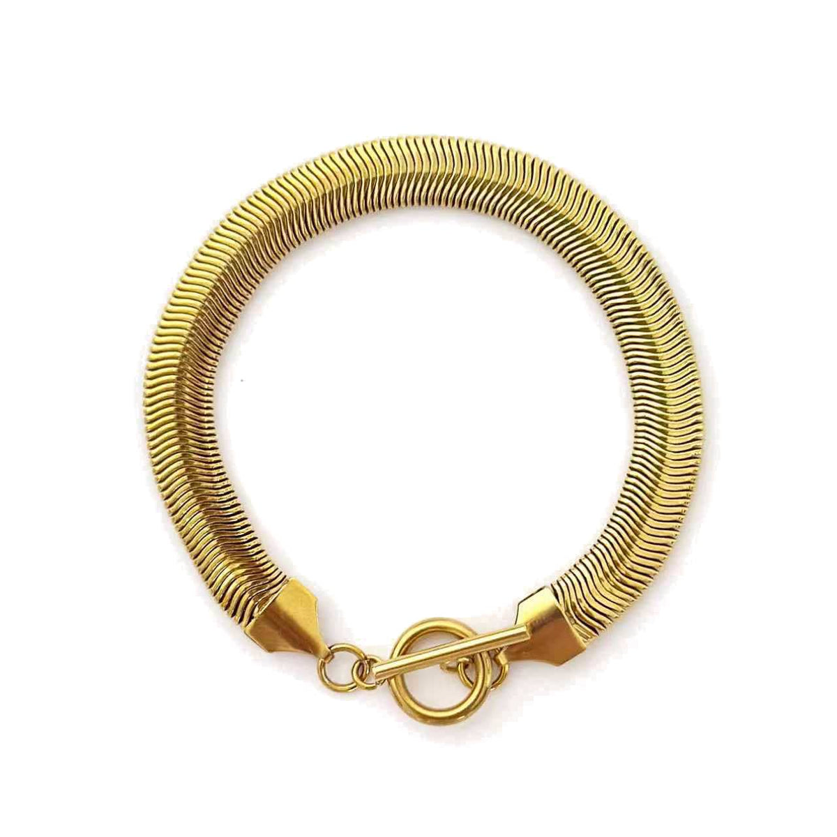 Snake Herringbone Gold Bracelet