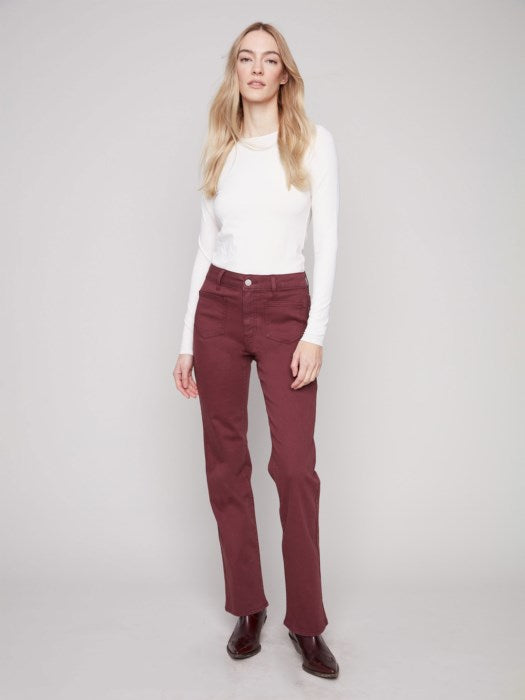 Flare Leg Colored Twill Pants