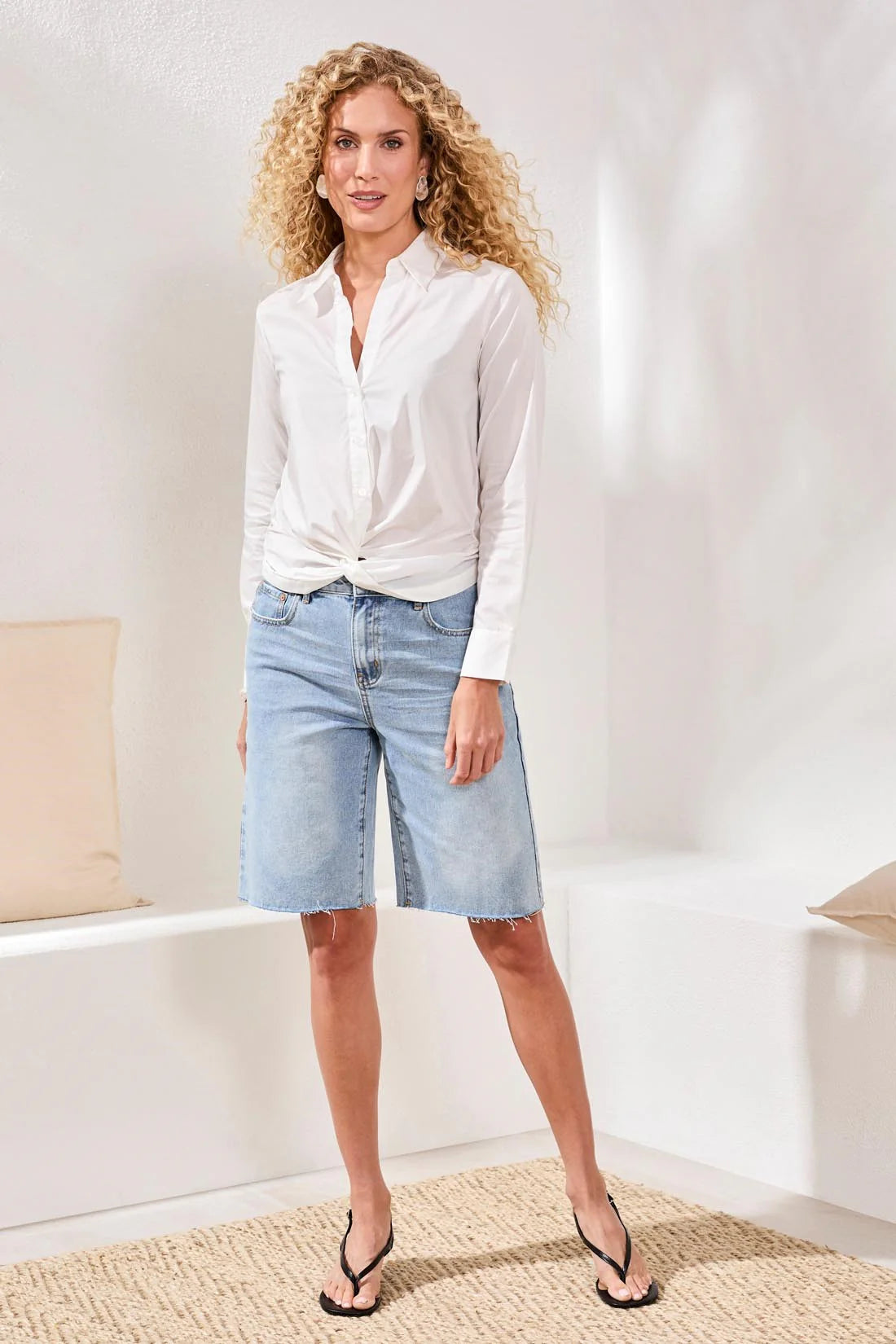 Button Down Front Knot Shirt