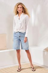 Button Down Front Knot Shirt