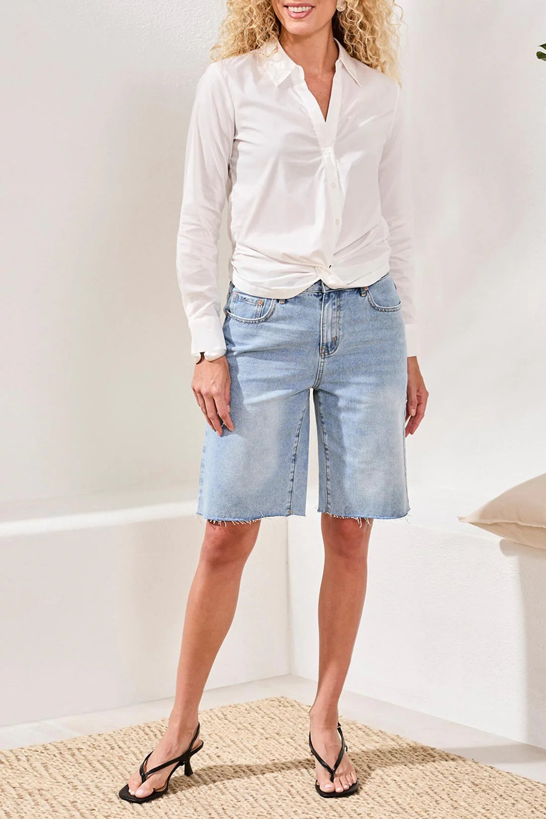Button Down Front Knot Shirt