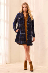 Plaid Notch Collar Shacket