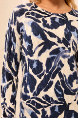 Long Sleeve Printed Cable Sweater