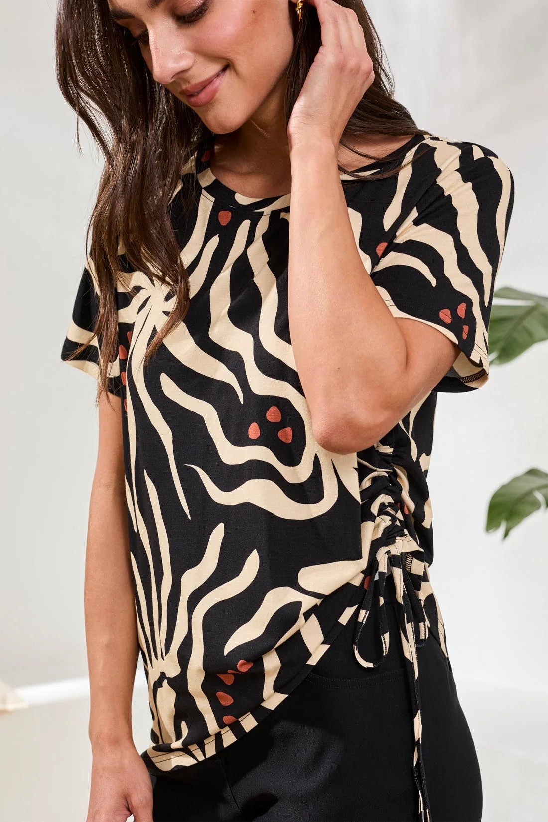 Short Sleeve Top w/ Side Ruching