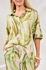 Linen Elbow Sleeve Button Down
