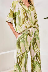 Linen Flare Pant w Draw Cord