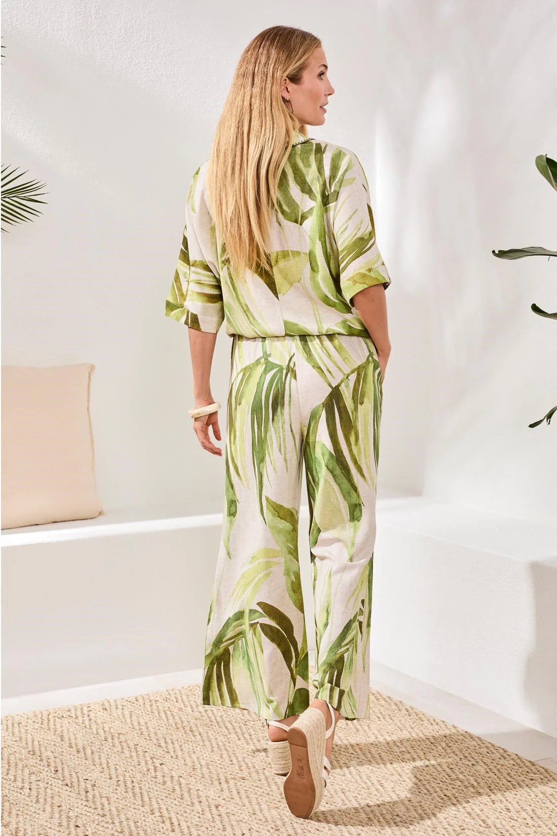Linen Flare Pant w Draw Cord