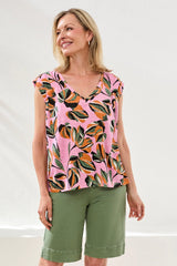 Vneck Cap Sleeve Top