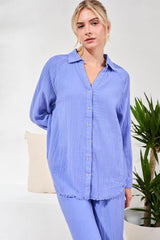 Gauze Button Front Top
