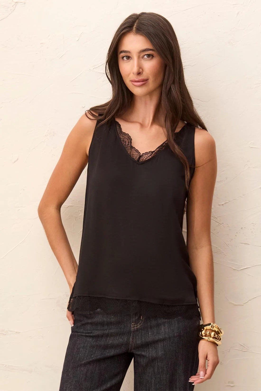 Satin Vneck Lace Cami