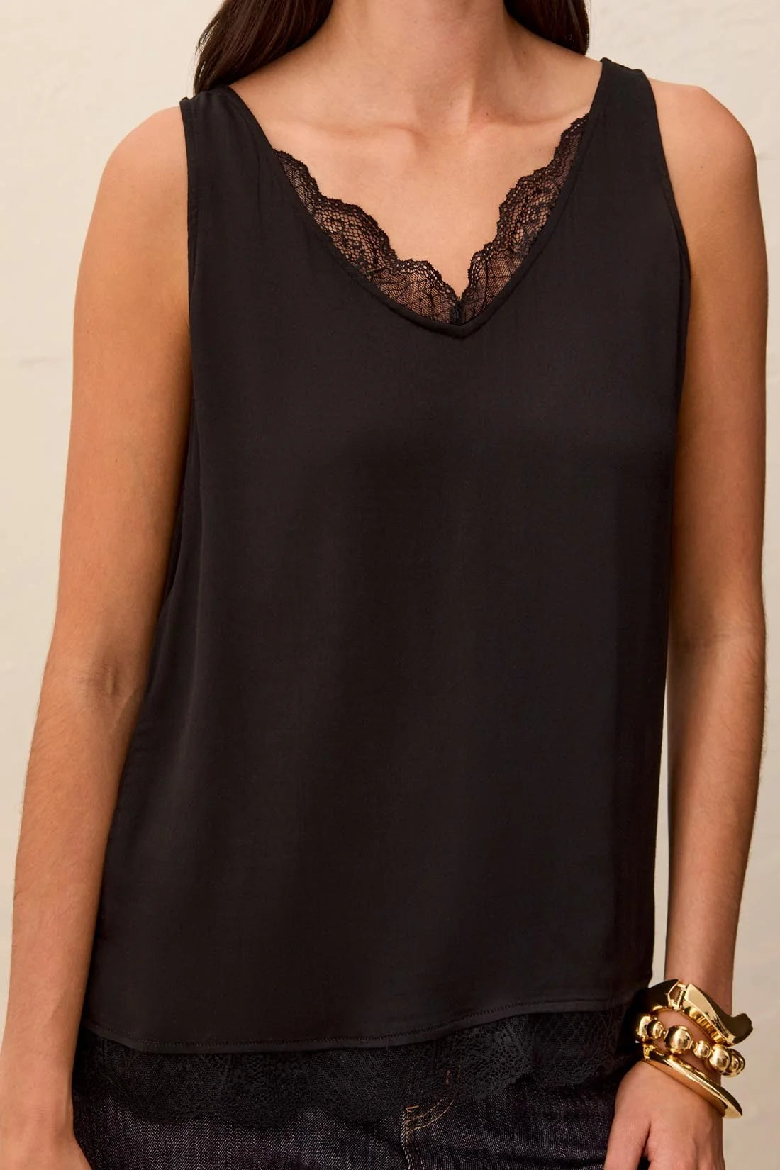 Satin Vneck Lace Cami