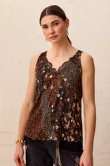 Satin Vneck Cami Lace Trim