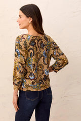 3/4 Sleeve Paisley Sweater