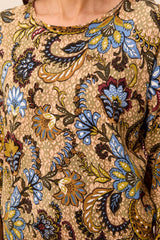3/4 Sleeve Paisley Sweater