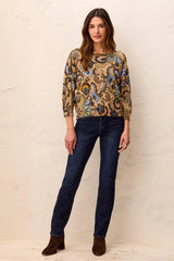 3/4 Sleeve Paisley Sweater