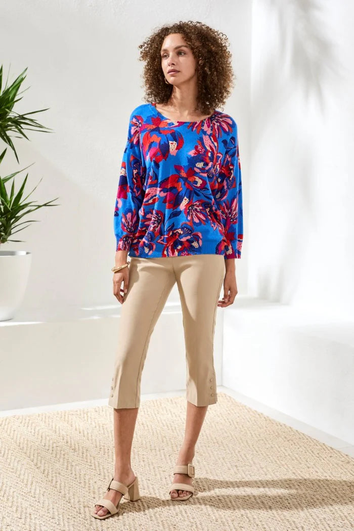 3/4 Sleeve Crew Neck Sweater
