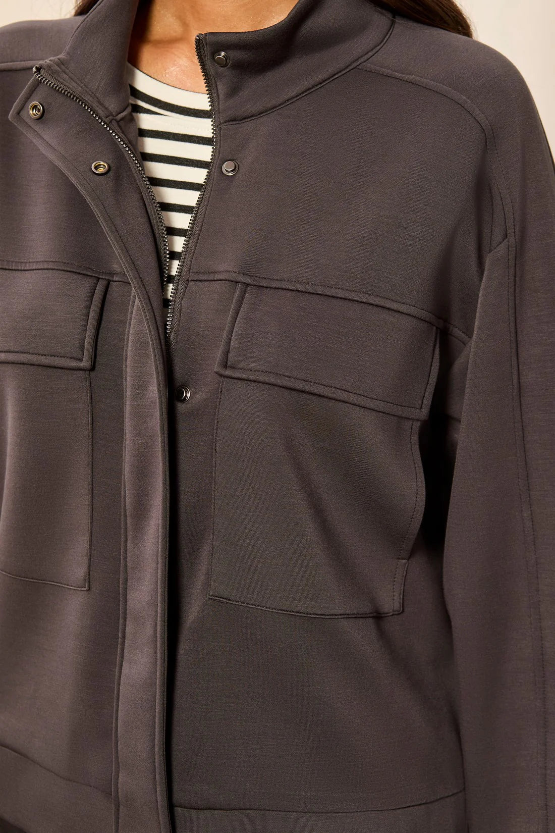 Mock Neck Zip Front Jacket